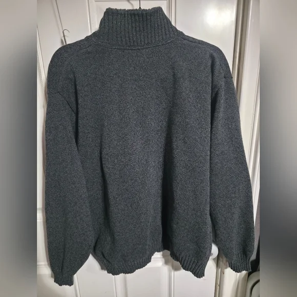 Oscar de la Renta Men's XXL Tight-Knit Pullover Sweater 1/4 Zip Mock Neck Gray - Picture 7 of 9